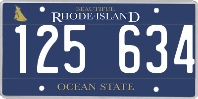 RI license plate 125634