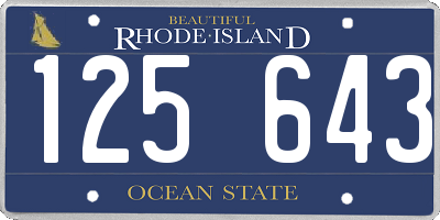 RI license plate 125643
