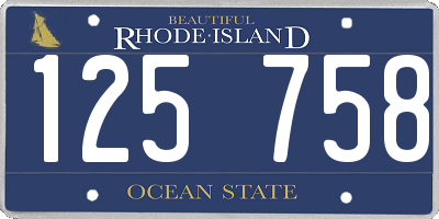 RI license plate 125758