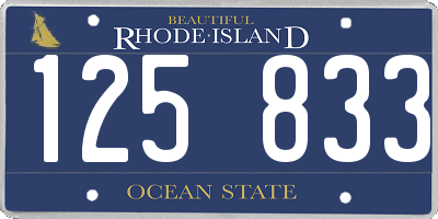 RI license plate 125833