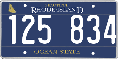 RI license plate 125834