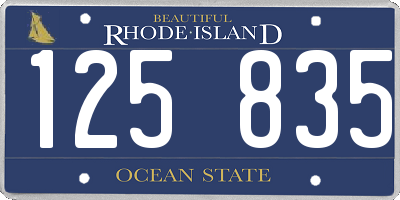 RI license plate 125835