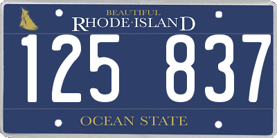 RI license plate 125837