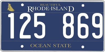 RI license plate 125869