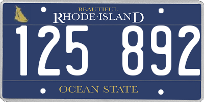 RI license plate 125892