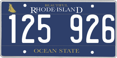 RI license plate 125926