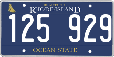RI license plate 125929