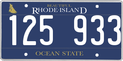 RI license plate 125933