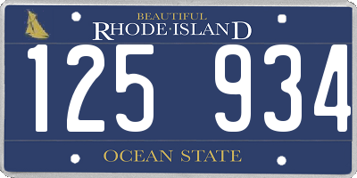 RI license plate 125934