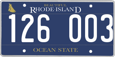 RI license plate 126003