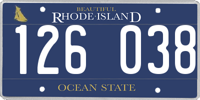 RI license plate 126038