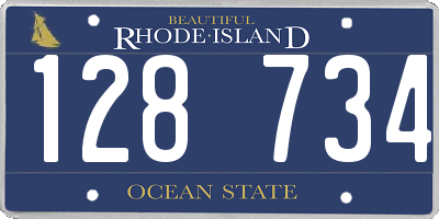 RI license plate 128734