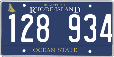 RI license plate 128934