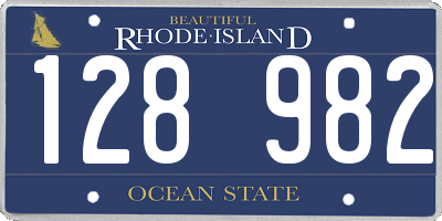 RI license plate 128982