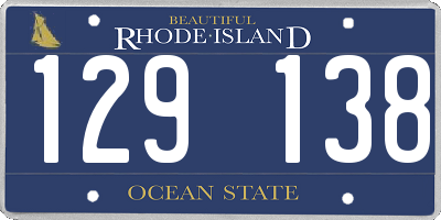 RI license plate 129138