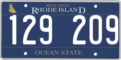 RI license plate 129209