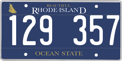 RI license plate 129357