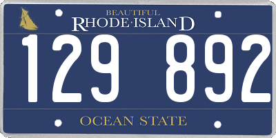 RI license plate 129892