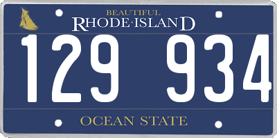RI license plate 129934