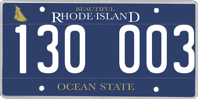 RI license plate 130003