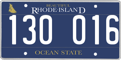 RI license plate 130016