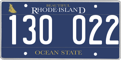 RI license plate 130022