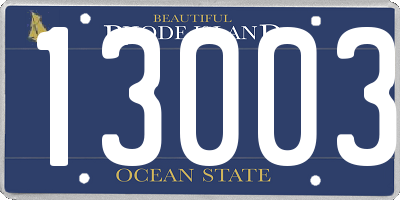 RI license plate 13003
