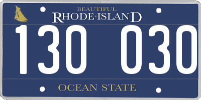 RI license plate 130030