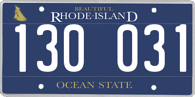 RI license plate 130031