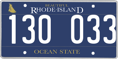 RI license plate 130033