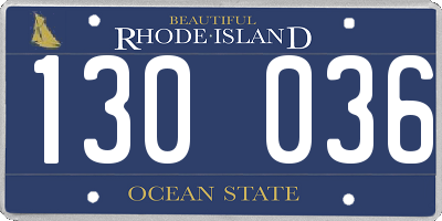 RI license plate 130036