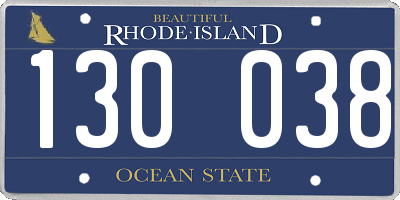 RI license plate 130038