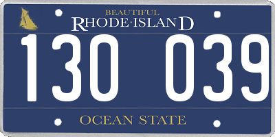 RI license plate 130039