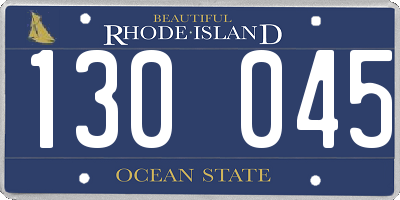 RI license plate 130045