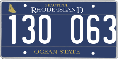 RI license plate 130063