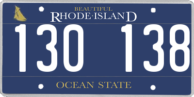 RI license plate 130138