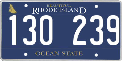 RI license plate 130239