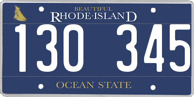 RI license plate 130345