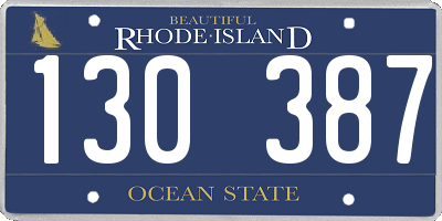 RI license plate 130387
