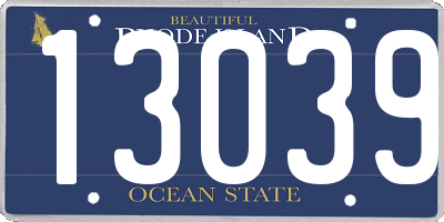 RI license plate 13039