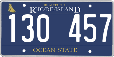 RI license plate 130457