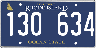 RI license plate 130634