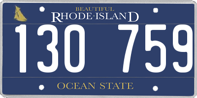 RI license plate 130759
