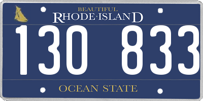 RI license plate 130833