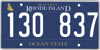 RI license plate 130837