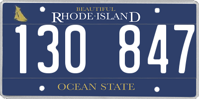 RI license plate 130847