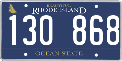 RI license plate 130868