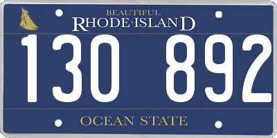 RI license plate 130892