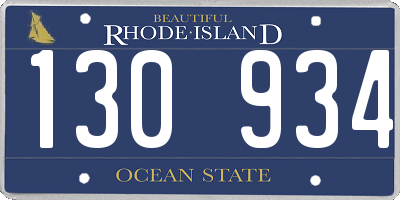 RI license plate 130934
