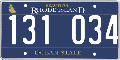 RI license plate 131034